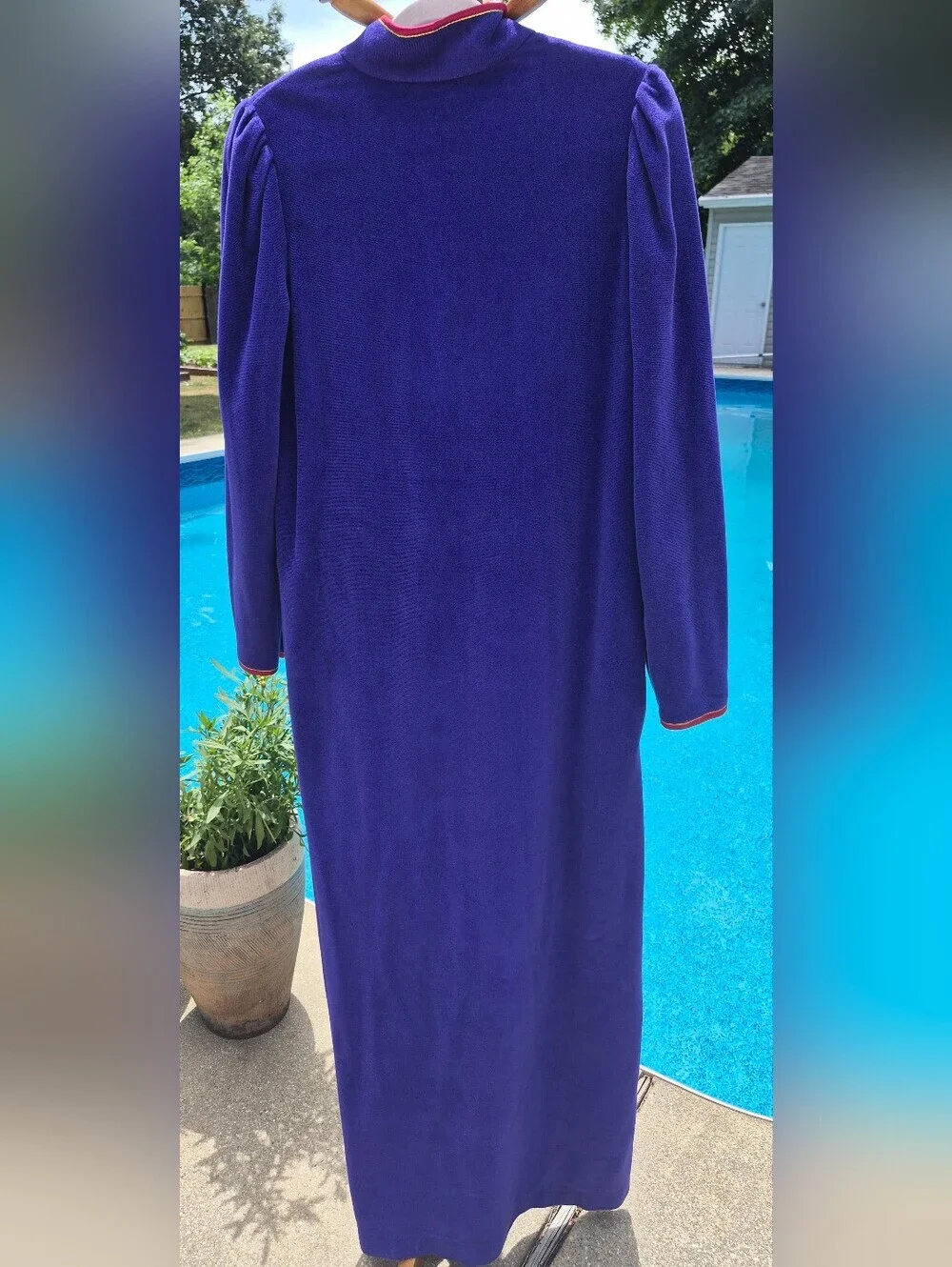 Oscar De La Renta Vintage Purple Velvet House Coat Lounging Robe Sz Medium USA - Picture 7 of 9